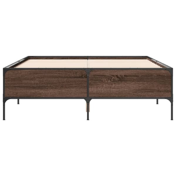 vidaXL Sengeramme brun eik 150x200 cm konstruert tre og metall