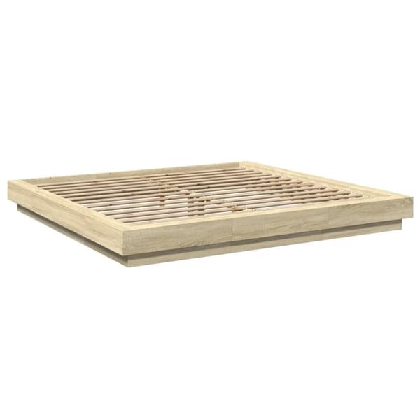 vidaXL Sengeramme med LED-lys sonoma eik 200x200 cm konstruert tre