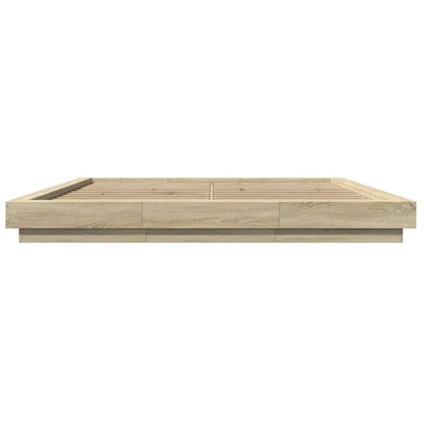 vidaXL Sengeramme med LED-lys sonoma eik 200x200 cm konstruert tre