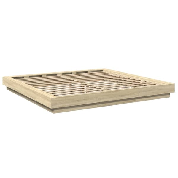 vidaXL Sengeramme med LED-lys sonoma eik 200x200 cm konstruert tre