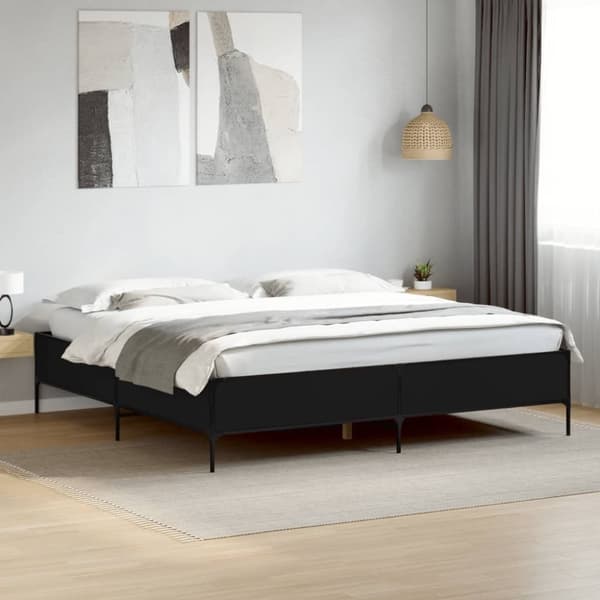 vidaXL Sengeramme svart 200x200 cm konstruert tre og metall