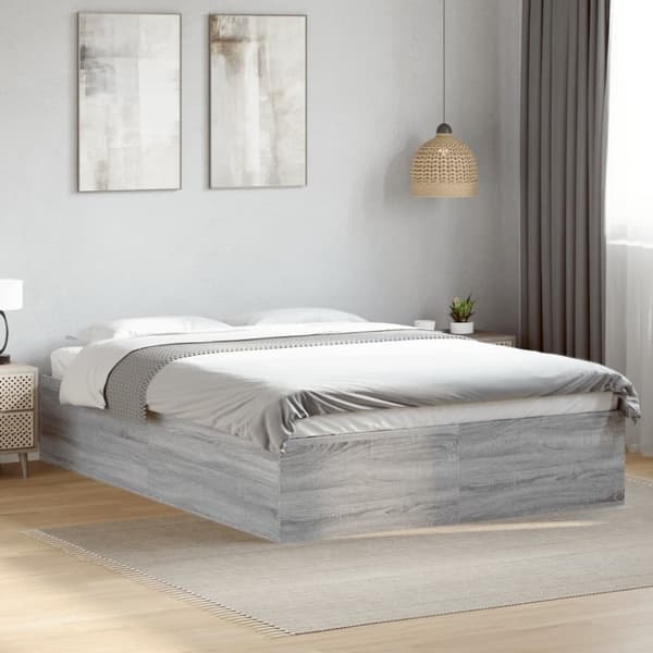 vidaXL Sengeramme grå sonoma 120x190 cm konstruert tre