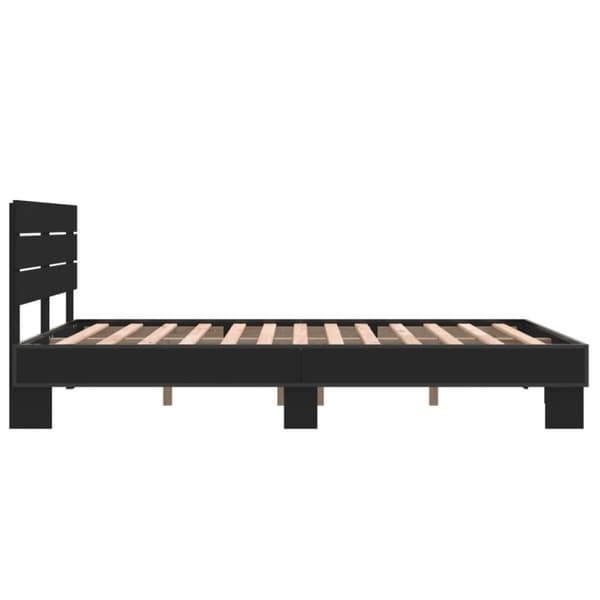 vidaXL Sängynrunko musta 120x200 cm tekninen puu ja metalli