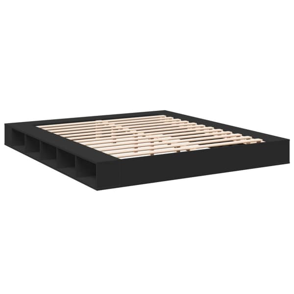 vidaXL Sängynrunko musta 200x200 cm tekninen puu