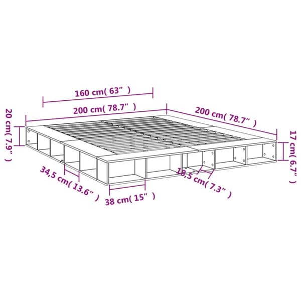 vidaXL Sängynrunko musta 200x200 cm tekninen puu