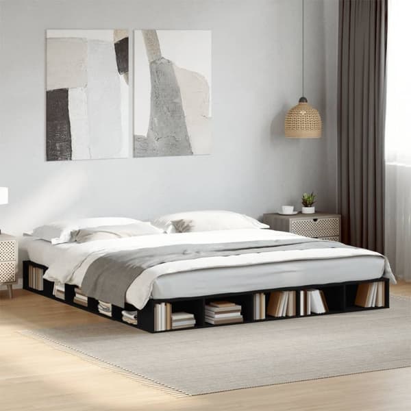vidaXL Sängynrunko musta 200x200 cm tekninen puu