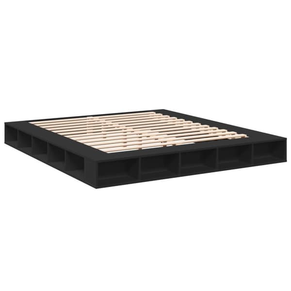 vidaXL Sängynrunko musta 200x200 cm tekninen puu