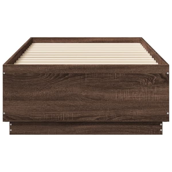 vidaXL Sengeramme med LED-lys brun eik 90x190 cm konstruert tre