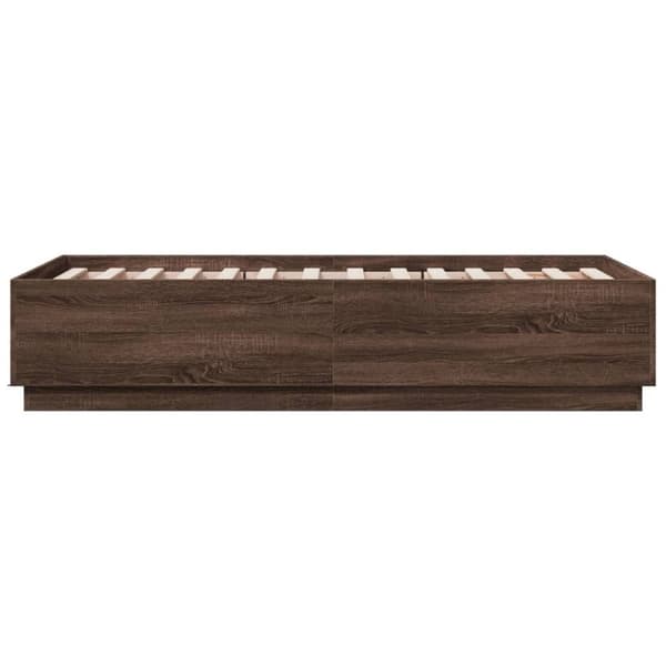 vidaXL Sengeramme med LED-lys brun eik 90x190 cm konstruert tre