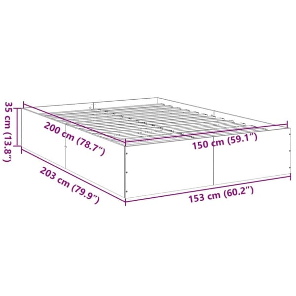 vidaXL Sengeramme røkt eik 150x200 cm konstruert tre