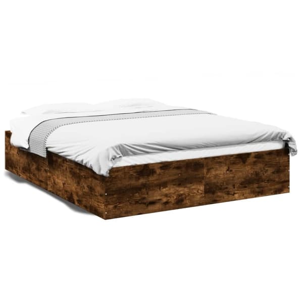 vidaXL Sengeramme røkt eik 150x200 cm konstruert tre