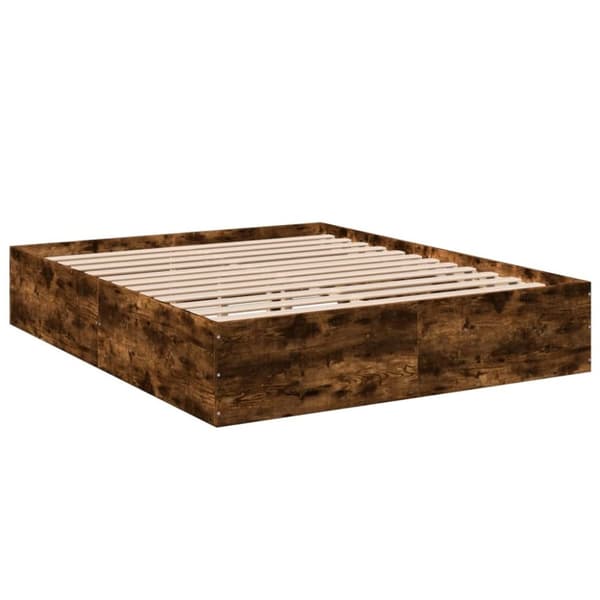 vidaXL Sengeramme røkt eik 150x200 cm konstruert tre