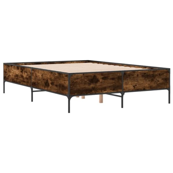 vidaXL Sengeramme røkt eik 150x200 cm konstruert tre og metall