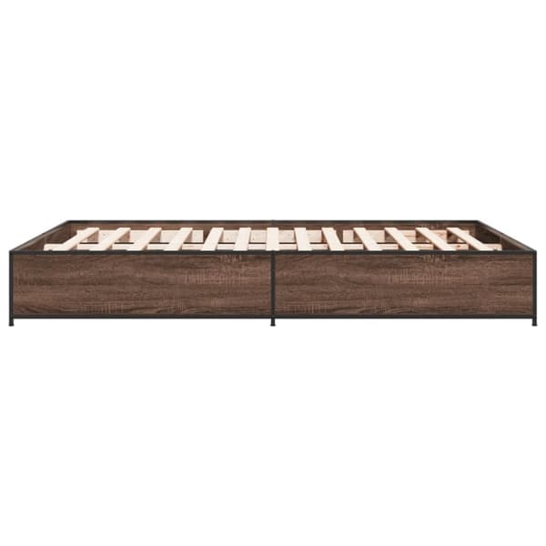 vidaXL Sängram brun ek 140x200 cm konstruerad trä och metall