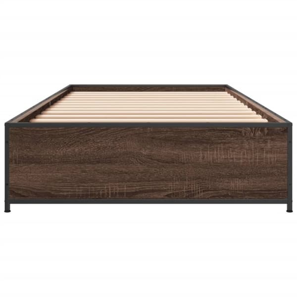 vidaXL Sengeramme brun eik 90x190 cm konstruert tre og metall