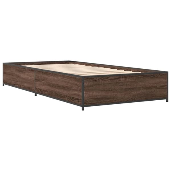 vidaXL Sengeramme brun eik 90x190 cm konstruert tre og metall