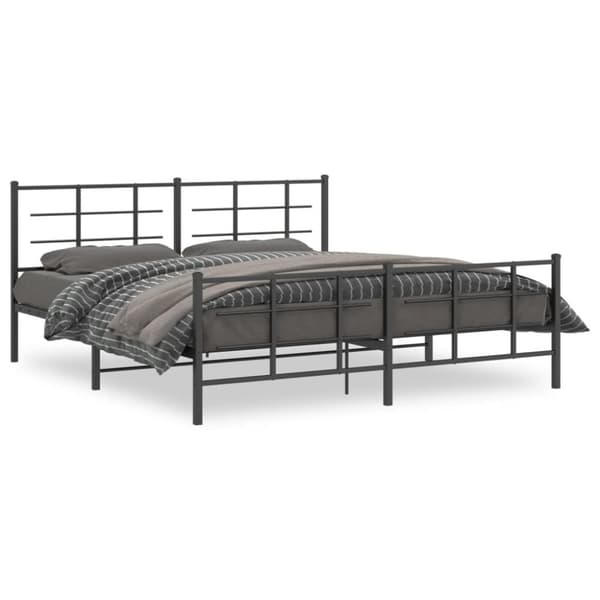 vidaXL sengeramme med sengegavl og fodgærde 183x213 cm metal sort