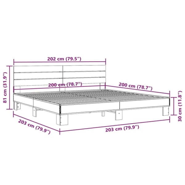 vidaXL sengestel 200x200 cm konstrueret træ og metal sort