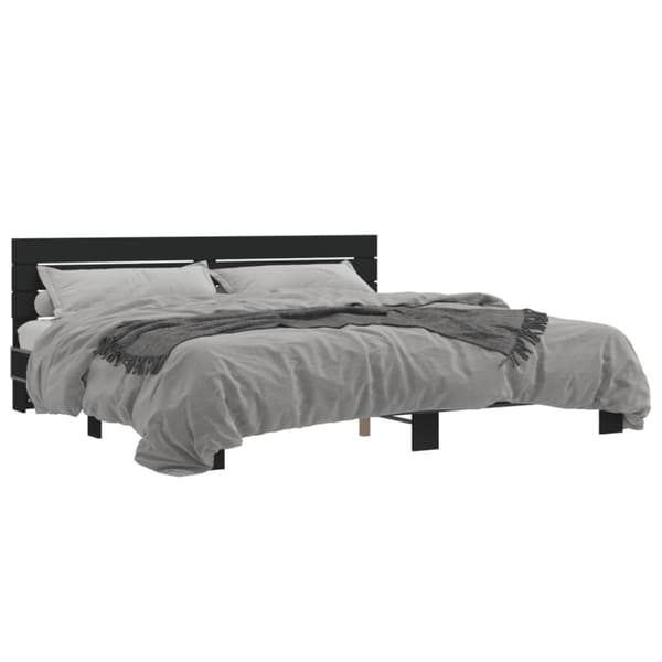 vidaXL sengestel 200x200 cm konstrueret træ og metal sort