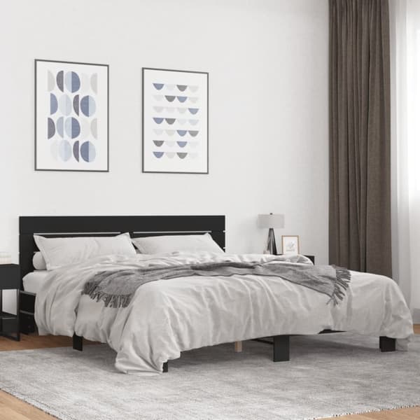 vidaXL sengestel 200x200 cm konstrueret træ og metal sort