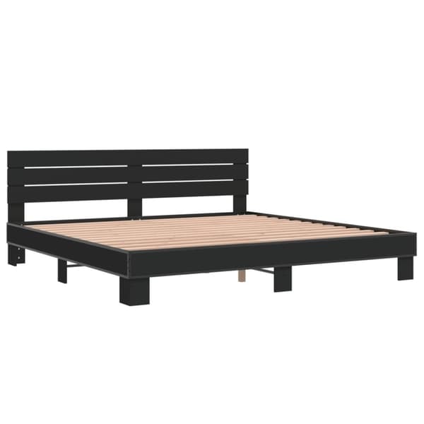 vidaXL sengestel 200x200 cm konstrueret træ og metal sort