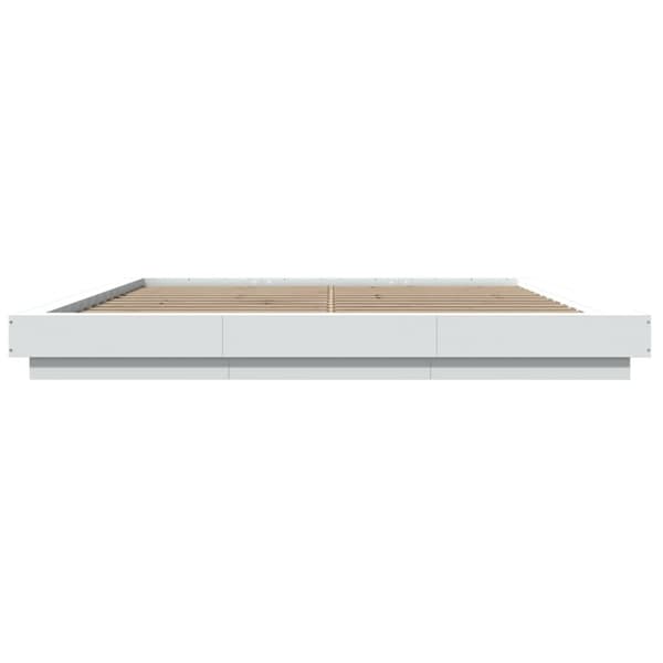 vidaXL Sängynrunko LED-valoilla valkoinen 200x200 cm tekninen puu