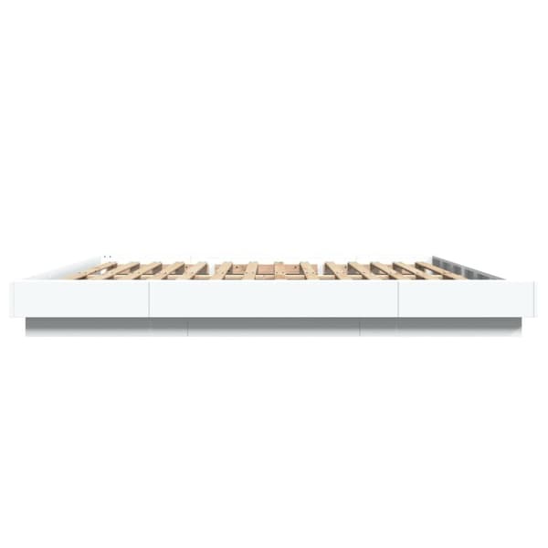 vidaXL Sängynrunko LED-valoilla valkoinen 200x200 cm tekninen puu