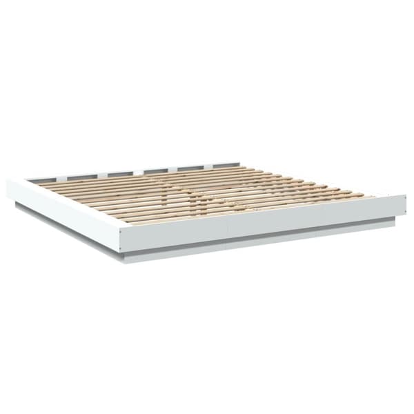 vidaXL Sängynrunko LED-valoilla valkoinen 200x200 cm tekninen puu
