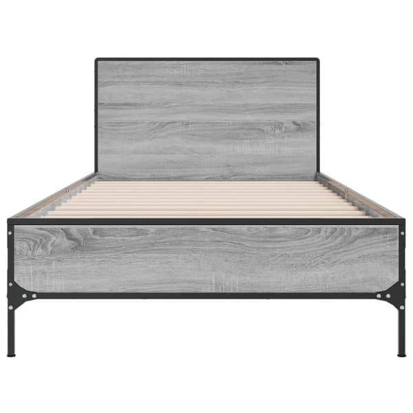 vidaXL sengeramme 90x200 cm konstrueret træ og metal grå sonoma-eg