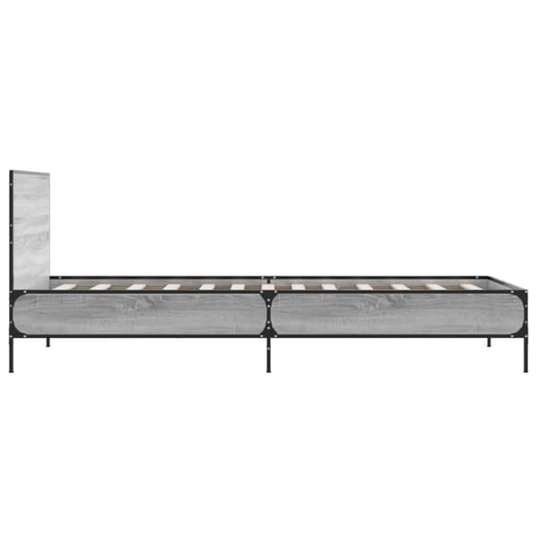 vidaXL sengeramme 90x200 cm konstrueret træ og metal grå sonoma-eg