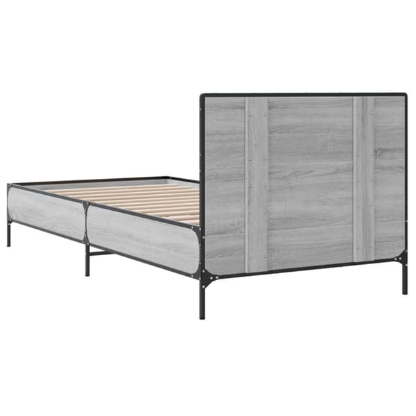 vidaXL sengeramme 90x200 cm konstrueret træ og metal grå sonoma-eg