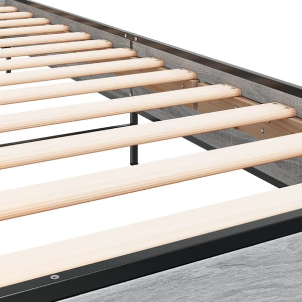 vidaXL sengeramme 90x200 cm konstrueret træ og metal grå sonoma-eg