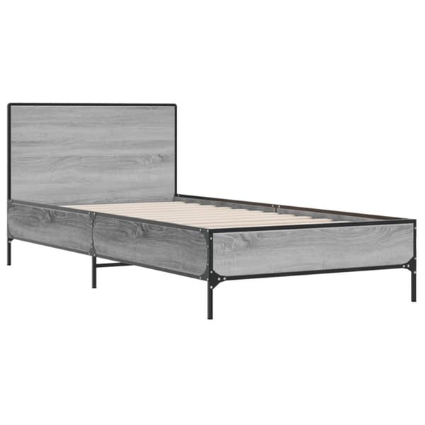 vidaXL sengeramme 90x200 cm konstrueret træ og metal grå sonoma-eg