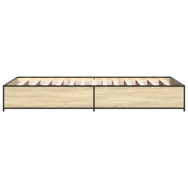vidaXL Sängynrunko Sonoma-tammi 90x190 cm tekninen puu ja metalli