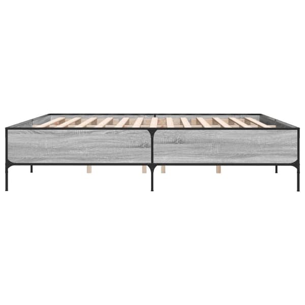 vidaXL sengestel 200x200 cm konstrueret træ og metal grå sonoma-eg
