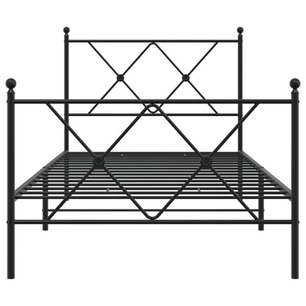 vidaXL Sengeramme i metall med hode- og fotgavl svart 90x200 cm