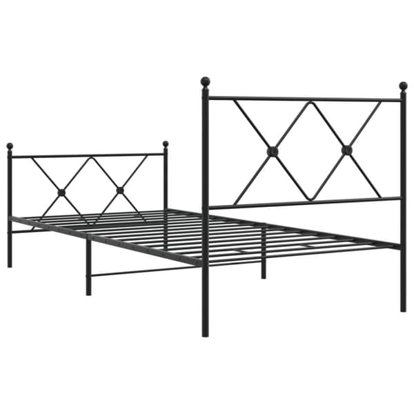 vidaXL Sengeramme i metall med hode- og fotgavl svart 90x200 cm