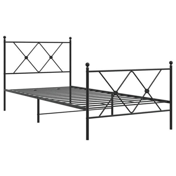 vidaXL Sengeramme i metall med hode- og fotgavl svart 90x200 cm