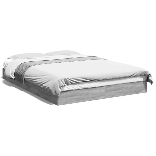 vidaXL Sengeramme grå sonoma 120x190 cm konstruert tre