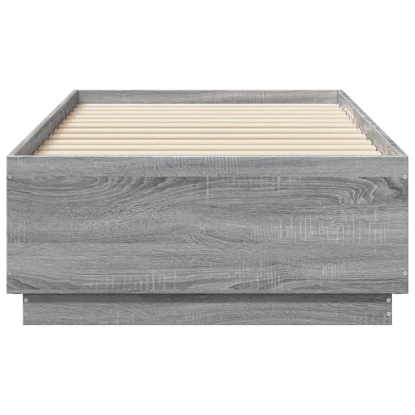 vidaXL Sängynrunko LED-valoilla harmaa Sonoma 90x190 cm tekninen puu