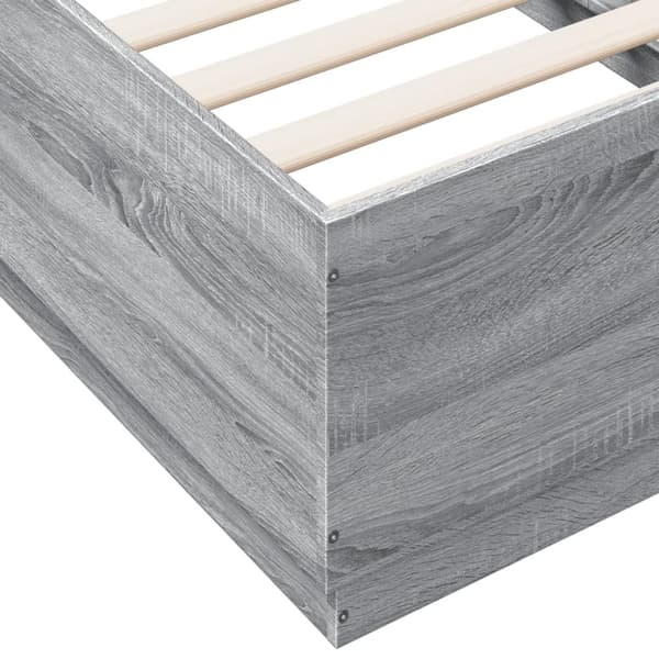 vidaXL Sängynrunko LED-valoilla harmaa Sonoma 90x190 cm tekninen puu
