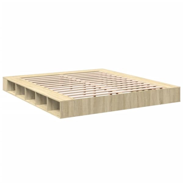 vidaXL sengestel 200x200 cm konstrueret træ sonoma-eg