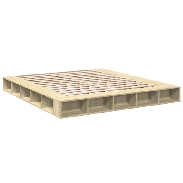 vidaXL sengestel 200x200 cm konstrueret træ sonoma-eg