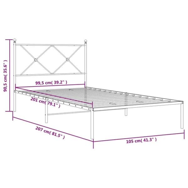 vidaXL Sengeramme i metall med hodegavl svart 100x200 cm