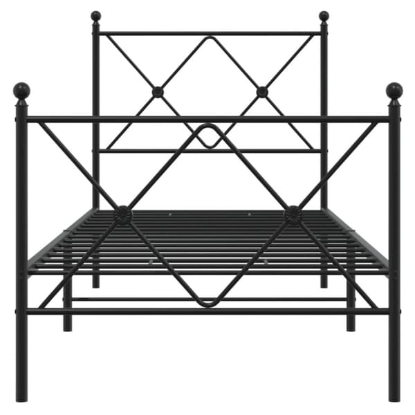 vidaXL Sengeramme i metall med hode- og fotgavl svart 75x190 cm