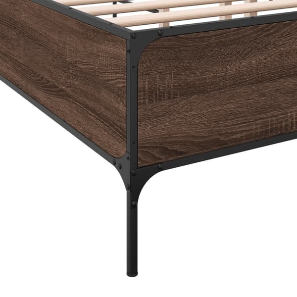 vidaXL Sengeramme brun eik 200x200 cm konstruert tre og metall