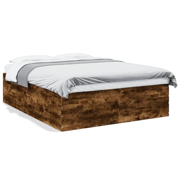 vidaXL Sengeramme røkt eik 160x200 cm konstruert tre