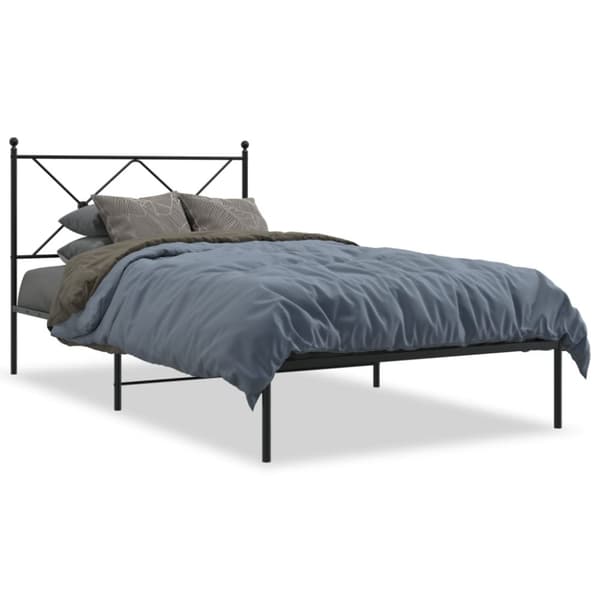 vidaXL sengeramme med sengegavl 100x200 cm metal sort