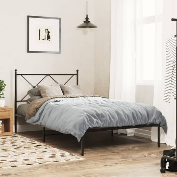 vidaXL sengeramme med sengegavl 100x200 cm metal sort