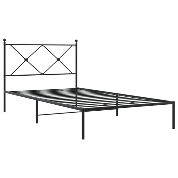 vidaXL sengeramme med sengegavl 100x200 cm metal sort